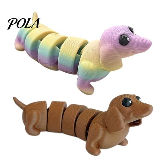 Mini Dog Decoration 3D Printed Dachshund Figurine, Articulated Fidget Toy, Puppy Collectible Figure with Movable Joints Joints, Desktop for