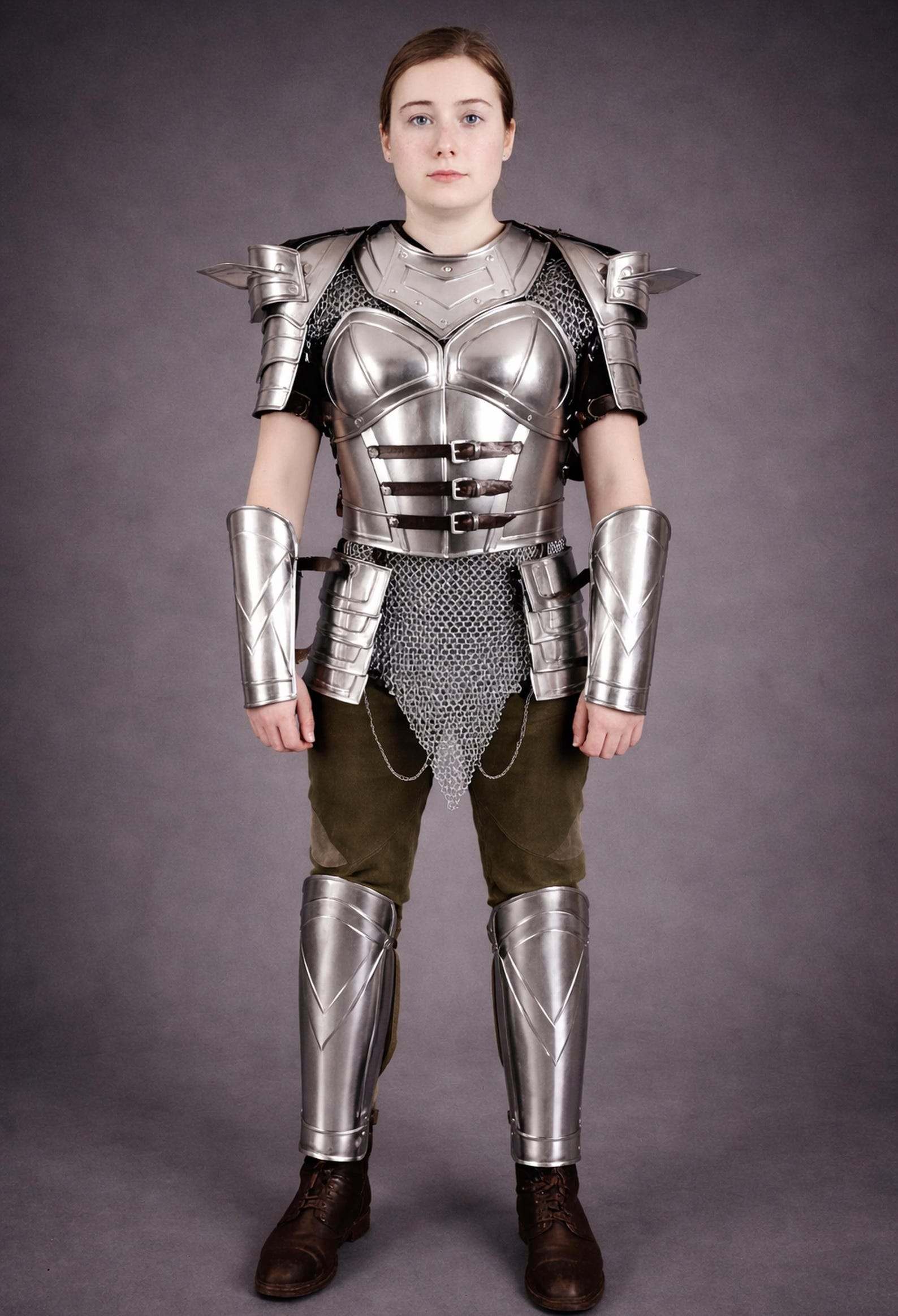 Women s Medieval Cuirass Armor Set Steel Cuirass Chainmail Pauldrons LARP Cosplay Costume