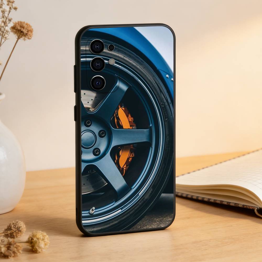 Car Wheel Bone Phone Case For Samsung S25,S24,S21,S22,S23,S30,Ultra,S20,Plus,Fe,Lite,Note,10,Black Cover