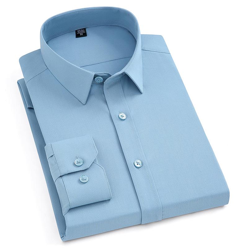 Bamboo Fiber Iron-Free Long Sleeve Korean Style Casual Men's Shirt