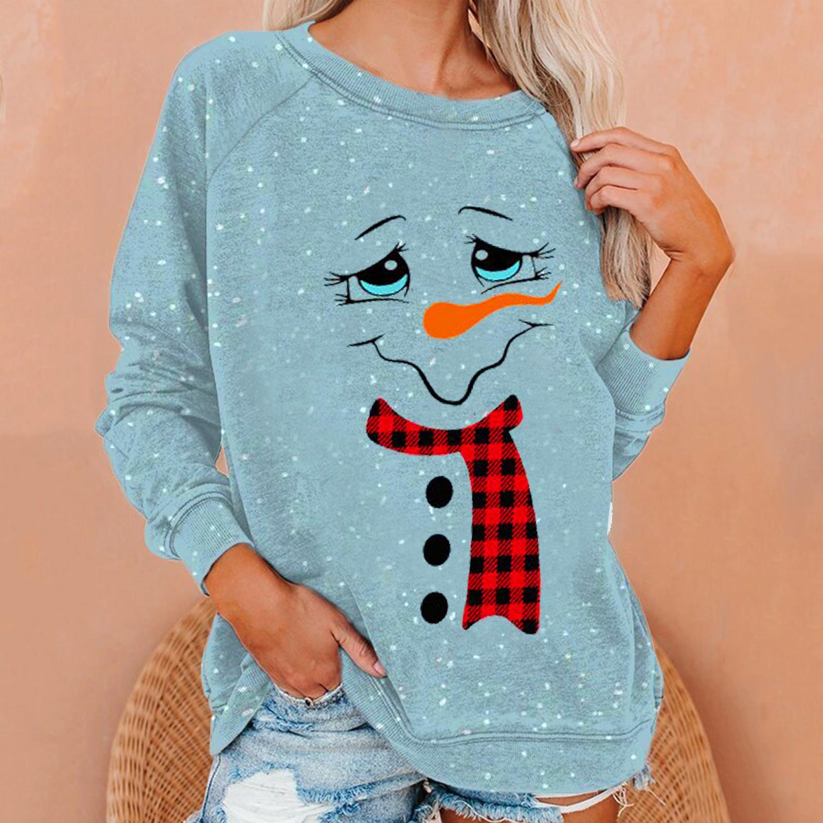 

Women s Christmas Casual Long Sleeve Sweatshirt Shirts Tops