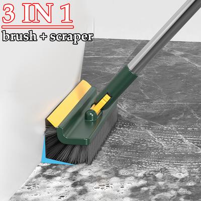 Floor Scrub Brush 3 In 180°Rotating Long Handle Removable Wiper Broom Tools Tile Magic Squeegee Cleaning Kitchen Bathroom Brush