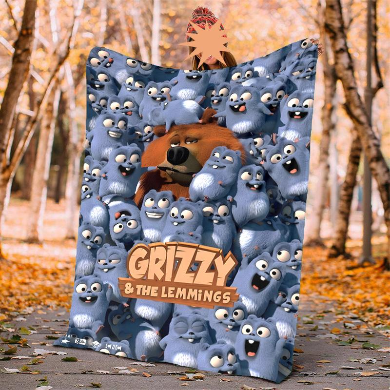Grizzly Lemmings Flanelldecke Weich Warm Ganzjahresdecke, Design für Camping, Autoreisen, Wandern Sofa, Bett, Büro Perfektes Geschenk für Partys
