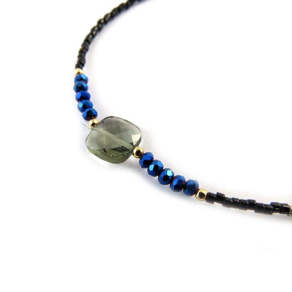 Les Trésors De Lily [N8099] - Black Blue 'Kilimanjaro' Designer Bracelet