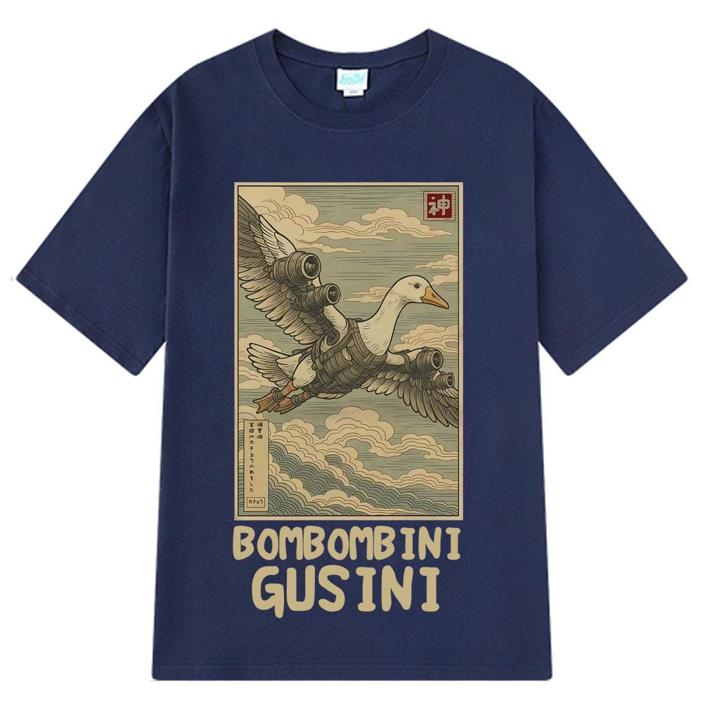 Bombombini Gusini Brainrot T-Shirt Funny Ukiyo-E Japanese Art Italian Brainrot Meme T Shirt Cotton Unisex Harajuku T-Shirts Tops