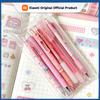 Xiaomi 6Pcs Cute Pink Retractable Gel Pens Highlighter Set 0.5mm Black Ink, Kawaii Aesthetic School Stationery Set Ballpoint Pens