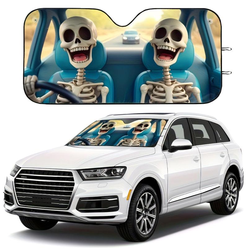 Windshield Sunshade Skull 130x70cm Car Front UV Protection for Summer Heat Reduction Family Road Trip