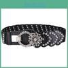 Drill Trendy Water Ultra Wide Belt With Elastic Waistband Crystal Embellishments