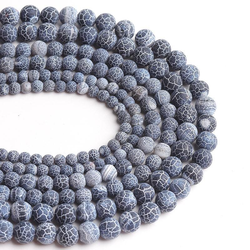 Frostgebrochene Achate Natursteinperlen 15"-Strang Glatte Lose Zwischenperlen 4/6/8/10/12mm für Schmuckherstellung DIY Armbänder Zubehör