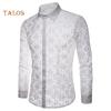 Uomo Sexy Maniche Lunghe Tinta Unita Pizzo Vedo Attraverso Clubwear Camicia con Bottoni