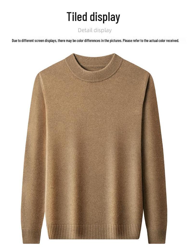 2025 Men's Pure Wool Round Neck Knit Sweater - Casual Long Sleeve Autumn/Winter Collection