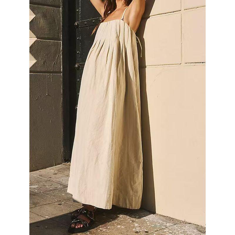 European and American New Fashion Casual Sexy Sling Backless Dress Suspender Sexy Long Dress