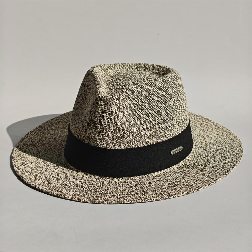 Handgeweven Hoed Veer Accessoire Mannen Breedgerande Panama Jazz Hoed Buiten Zonbescherming Stro Hoed Unisex Stijl voor Lente & Zomer