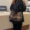 Bow Lace-up Shoulder Bag Korean Version Casual Large-capacity Dumpling Bag Women's Winter Plaid Tote Bag