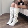Thin heel pile boots high heel high boots women's 2025 autumn and winter new pointed folds but knee boots