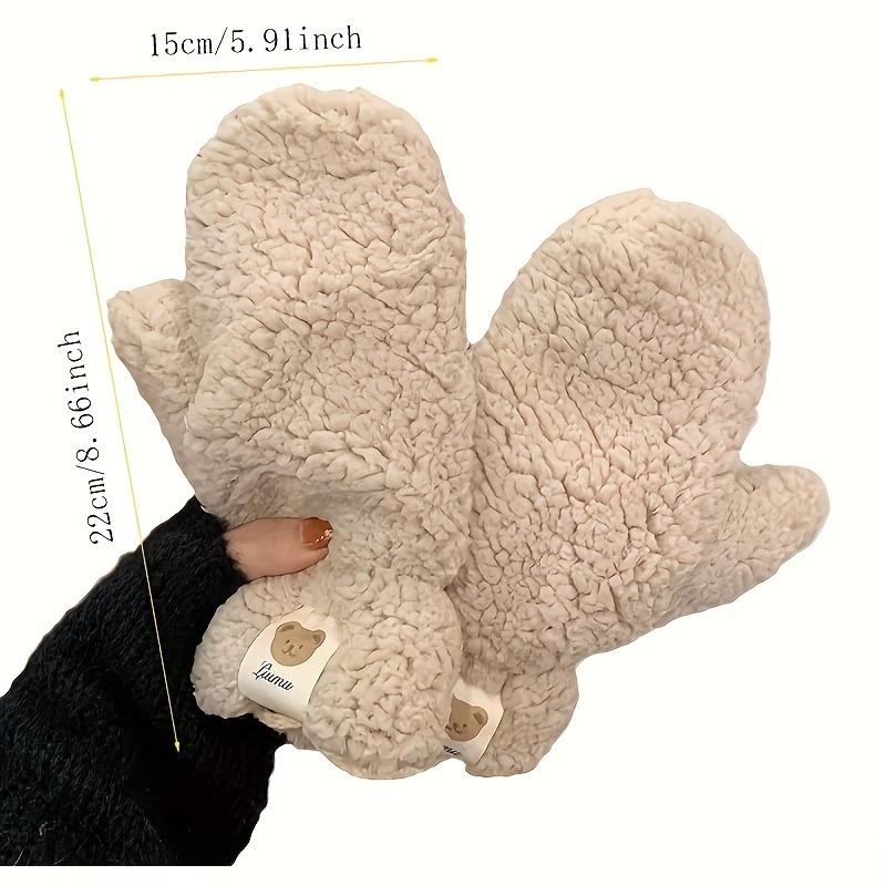 Winter Cashmere Knitted Bear Mittens - Cozy Fleece Lined Warm Gloves, Decorative Cute Animal Pattern
