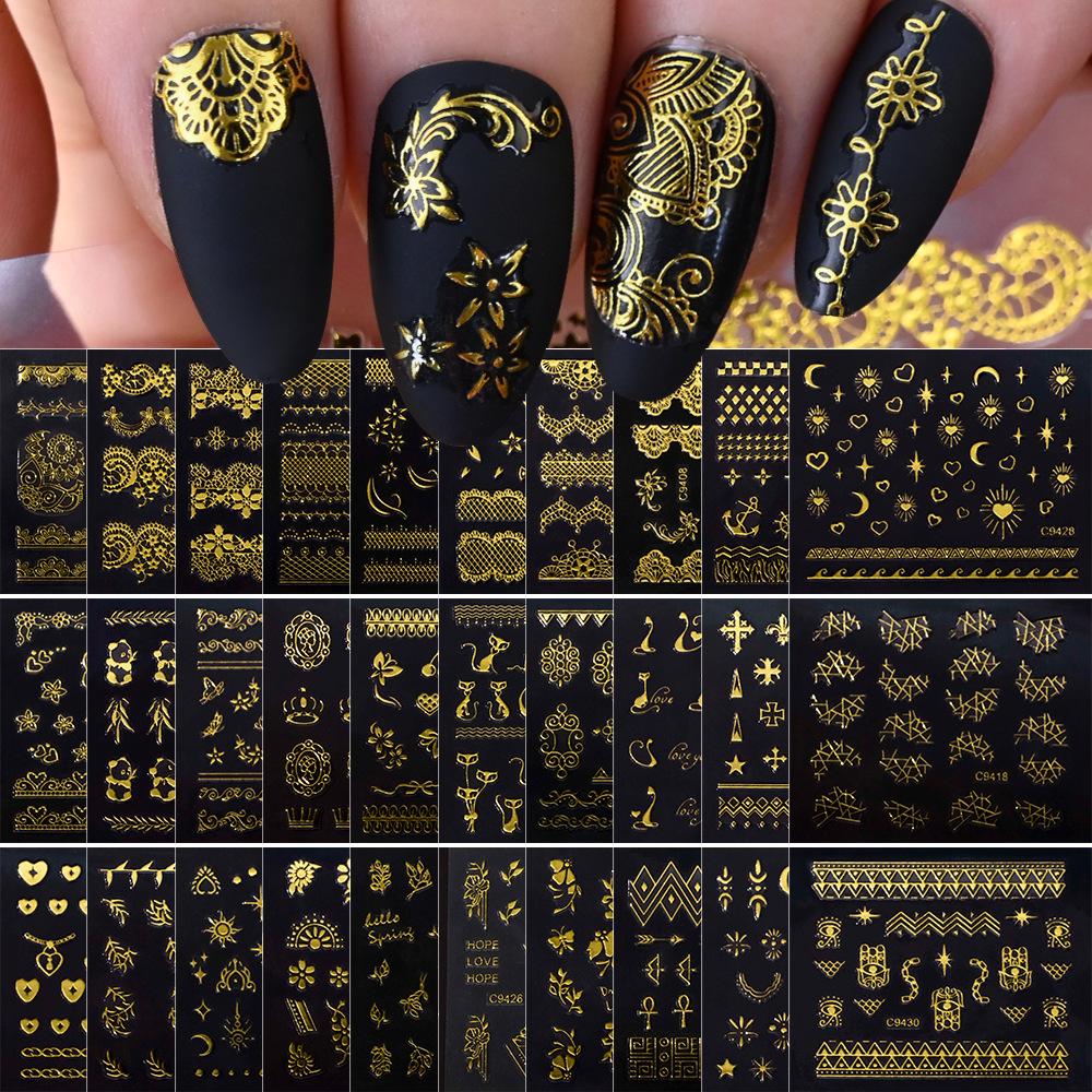 Exotic Egyptian Cat Set Nail Art Sticker Simple Solid Color Egyptian Cat Bronzing 30 Small Set Nail Decoration