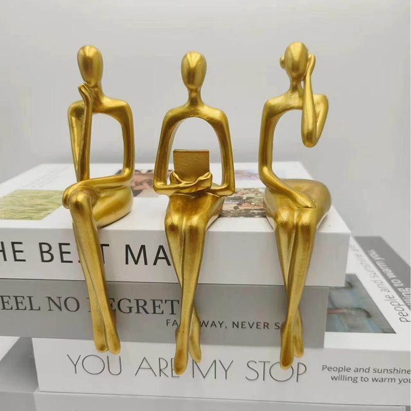 Thinker Statue Abstract Figure Sculpture Small Ornaments Resin Statue Home Gold Abstract Statue Office Decor