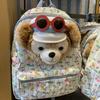 Duffy Bear Plush Schoolbag Backpack Plaid Pattern Travel Bag Gift Kids