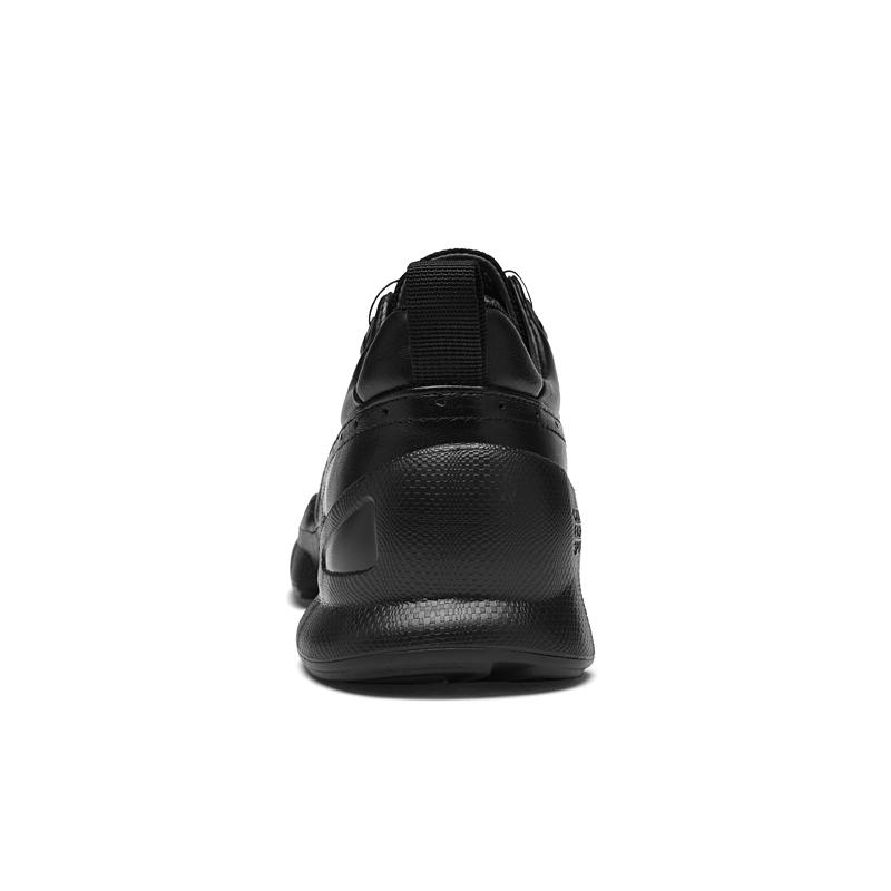 Men's Black Genuine Leather Sports Shoes with Knob Design, Banquet Anti-slip and Wear-resistant Casual Business Leather Shoes