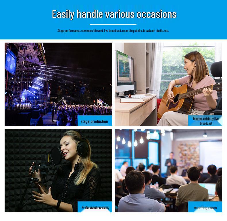 5-Channel USB Bluetooth DJ Mixer: Driver-Free Sound Card for Live Broadcast, Home, and Stage Use