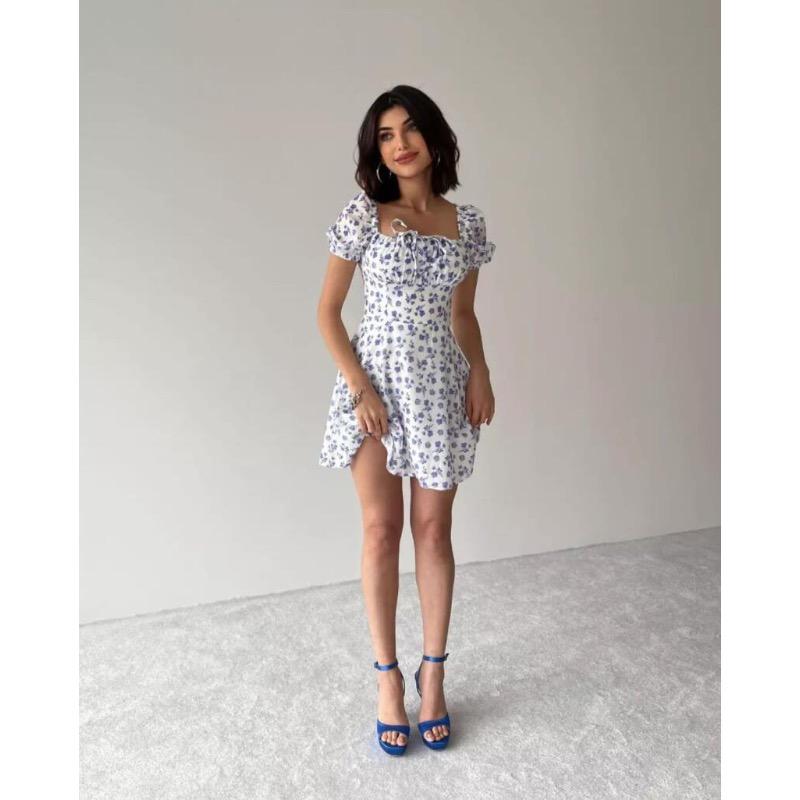 Women's Summer Bubble Sleeve Floral Dress