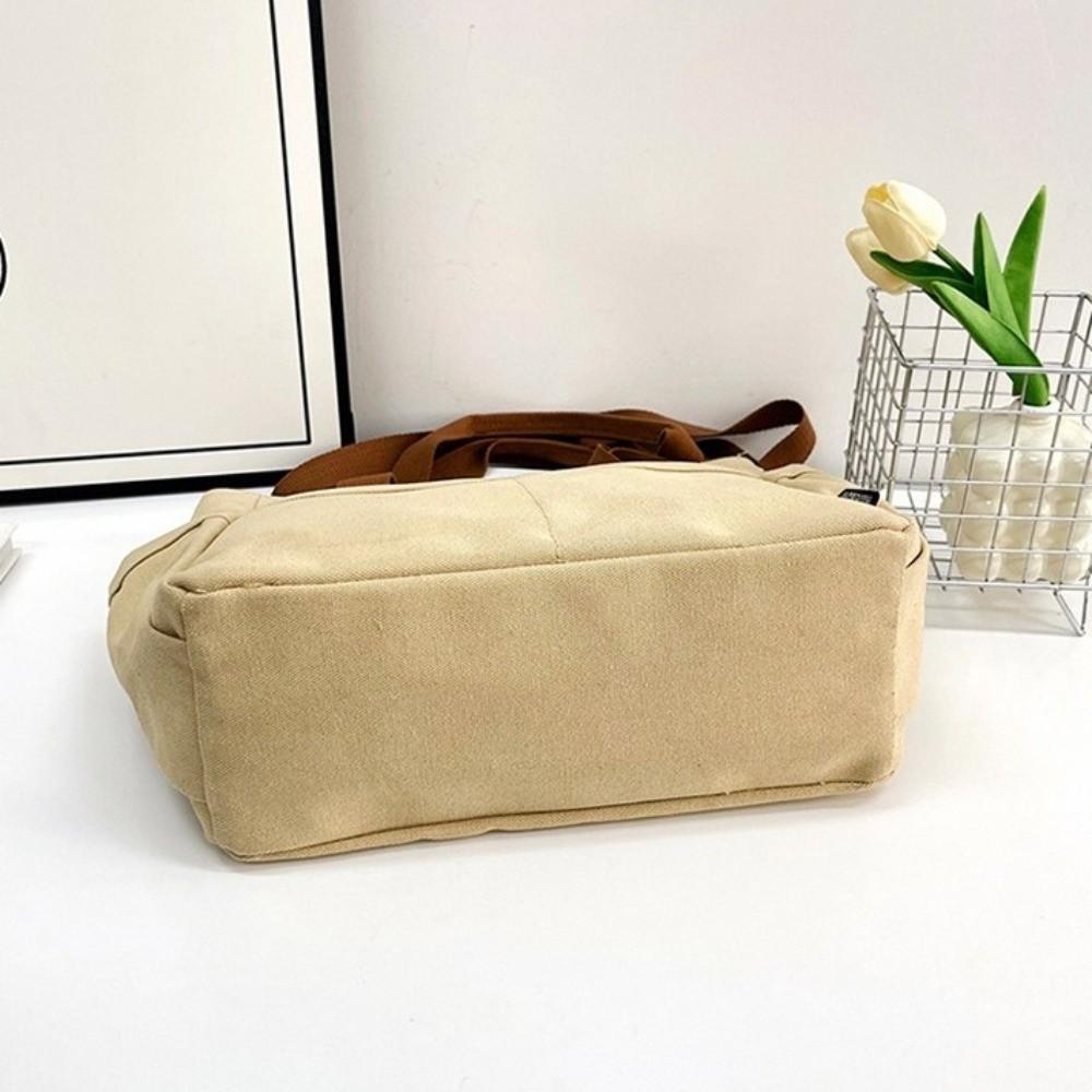 Thickened Canvas Handbag Multi-Pocket Storage Pouch Simple Large Capacity Tote Bag Shopping