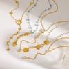 Niche Design 18K Gold-plated Stainless Steel Necklace, Star and Moon Bee Flower Pendant, Y-shaped Chain Stacked Neck Chain Woman