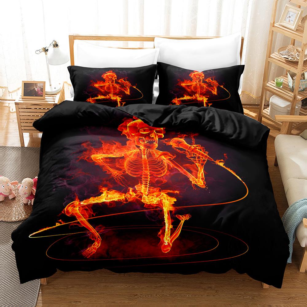 Hot Nightmare Befor Christmas Bedding Set King Size 3D Print Halloween Skull Duvet Cover Luxury Designer Bed Set Pillowcase Home