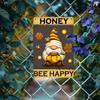 "Honey Bee Happy" Vintage Aluminum Sign 7.87x11.8 Inch, Wall Decor for Home Garden Cafe, Funny Gift Holiday Birthday