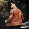 Genuine Leather Jacket Men's Slim Calfskin Motorcycle Leather Jacket Men's Genuine Leather Short Suit Collar Leather Jacket Thin Coat