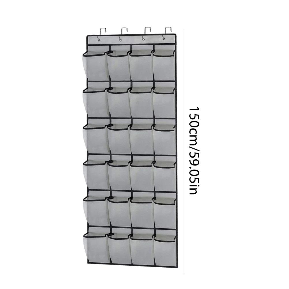 24 Pockets Wall-mounted Sundries Shoe Organiser Fabric Closet Bag Storage Rack Mesh Pocket Clear Hanging Over The Door Cloth Box
