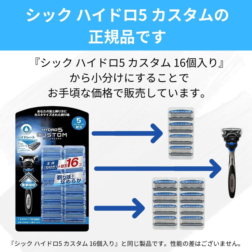 Schick Hydro5 Custom Replacement Blades, 8-Piece Set, Genuine, Authentic 5-Blade Hydrate Razor with SkinGuard, Razor Blade Cartridge, Men's Shaver, Re