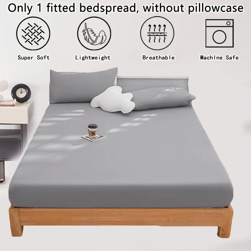 1PC High Quality Solid Color Bed Sheets Dustproof Mattress Protective Cover Soft Comfortable Breathable Fitted Sheet Non-slip Bed cover With Elastic