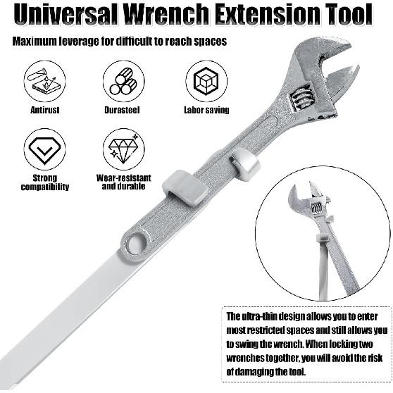 Wrench Extender Tool Bar - 15 inch Ultra Long Wrench Extension with Ergonomic Non-slip Grip, Leverage Saves Effort, Ideal for Garage Repair,