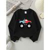 European Sizes Monster Truck Red Blue Flame Girls' Crew Neck Sweatshirt, Western Top, Long Sleeved, Casual for Little Girls.