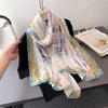 Qilu Painting Printing Flower Cutting Spring and Summer Silk Scarf Large Long Scarf High-end Travel Shawl Sun Protection Women's Scarf Headscarf