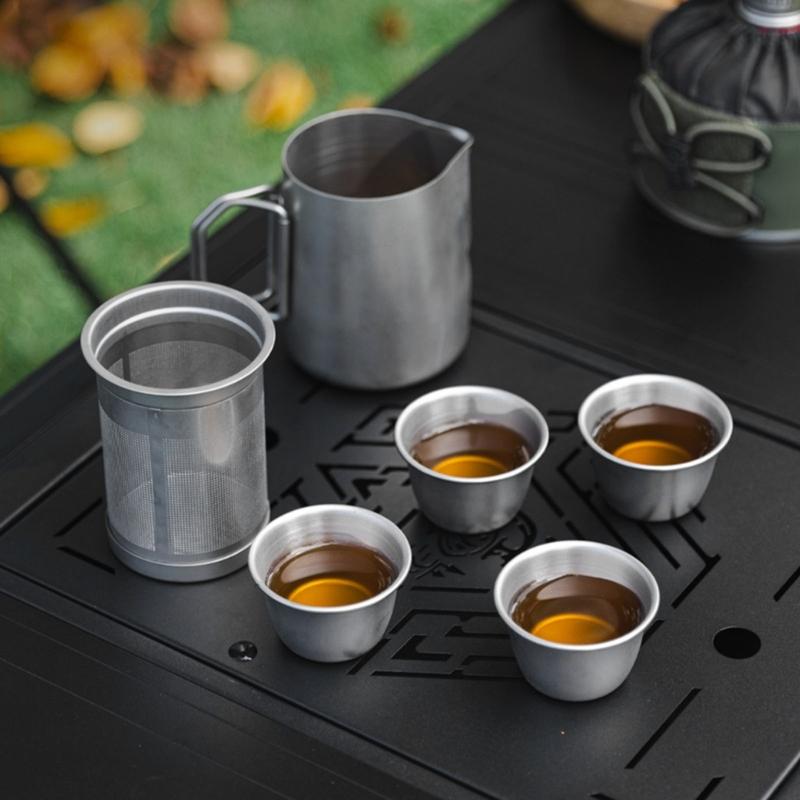 6lots Portables Camping Teas Cups 304 Stainless Steel Durability Easyly Clean Outdoor Cookware Essential