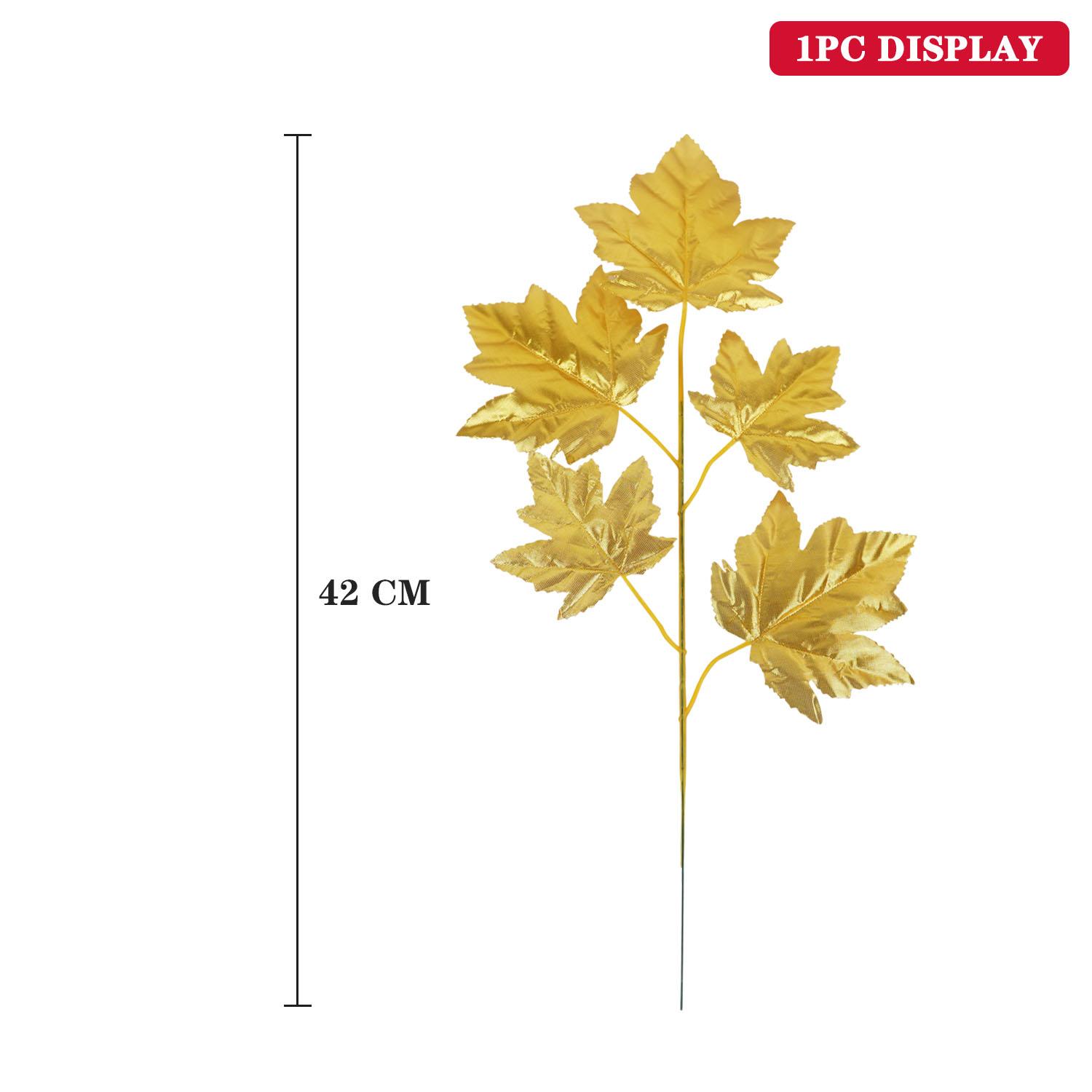 

3/5pcs Artificial Gold Maple Leaves Fake Silk Plants For Harvest Christmas Wedding Party Home Decor DIY Ornament