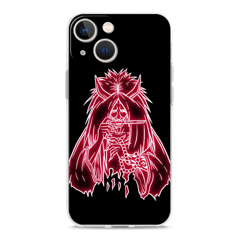 Luksusowe przezroczyste etui na telefon iPhone 15 14 13 12 11 Pro Max XS X XR 7 8 Plus Przezroczysta, odporna na wstrząsy obudowa Samurai Oni Mask neon