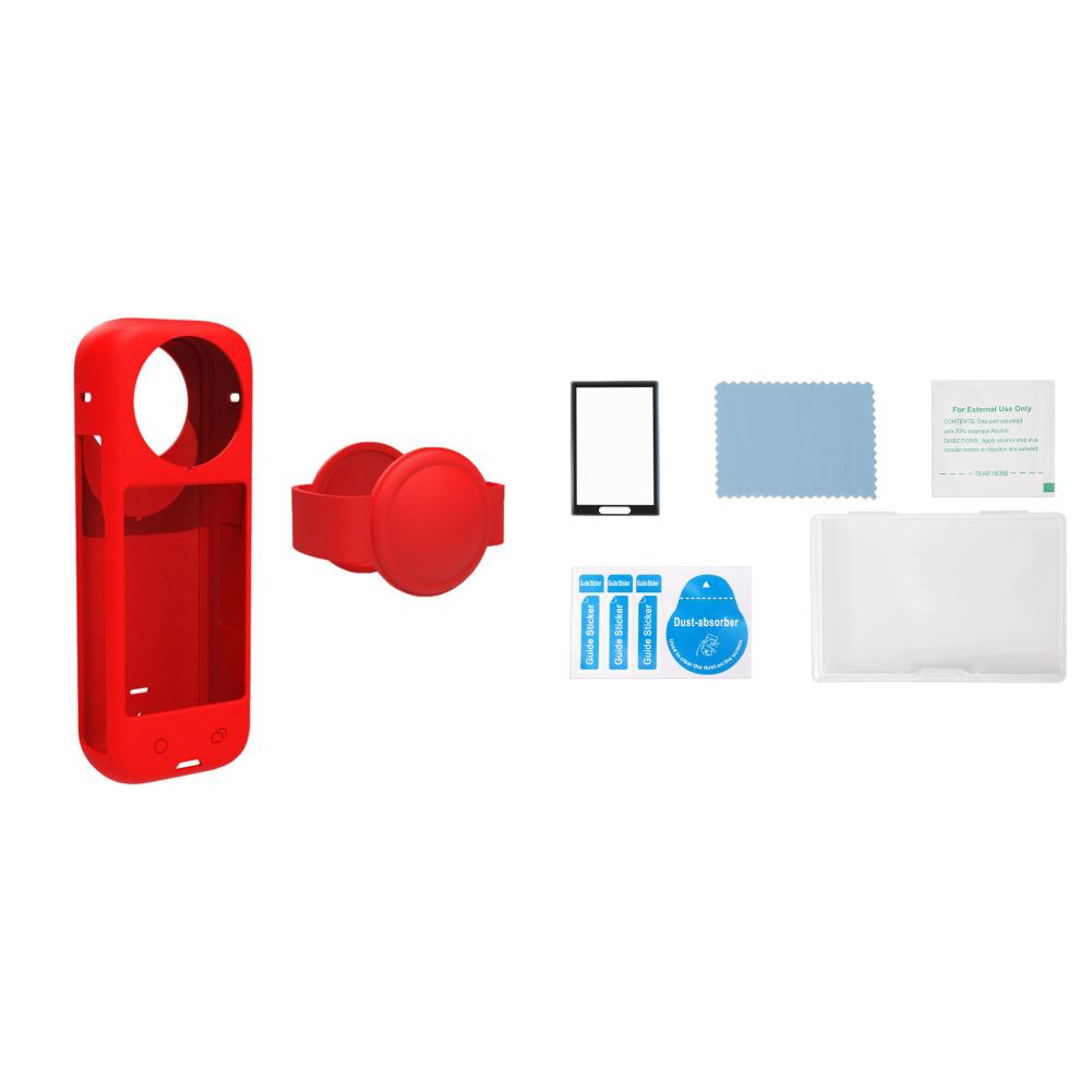 

Силиконовый защитный чехол от царапин с крышкой объектива для Insta360 X4(красный) D