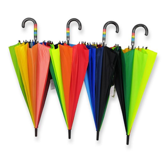 Automatic Windproof Extra-Large 16-Rib Rainbow Umbrella for Sun & Rain with Custom Logo