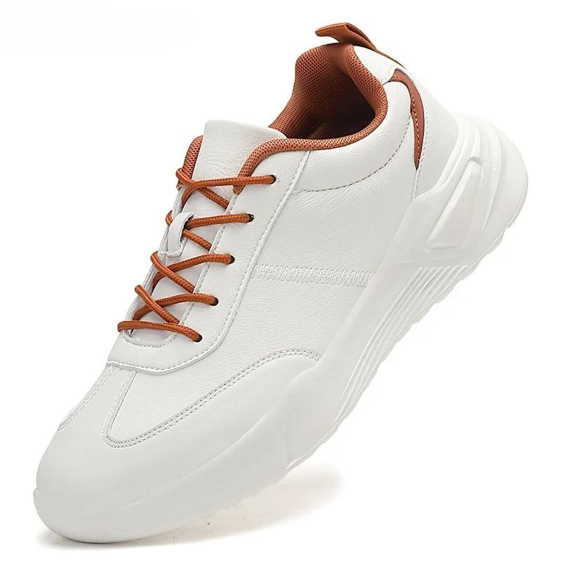 Men's Elastic Running Shoes PU Leather Sneakers Waterproof Outdoor Sports Shoes for Jogging Traveling Anti-slip