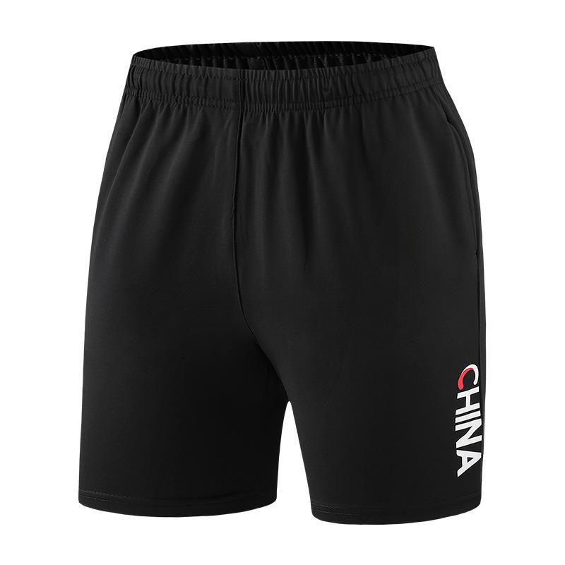 Unisex Quick-Dry Sports Shorts with Chinese Flag Print for Martial Arts & Taekwondo Training S