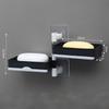 Non Drilling Soap Rack Wall Mounted Multi-Layer Soap Box Storage Rack Rotatable Wall Mounted Soap Holder With Self Draining