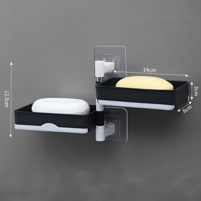 Non Drilling Soap Rack Wall Mounted Multi-Layer Soap Box Storage Rack Rotatable Wall Mounted Soap Holder With Self Draining
