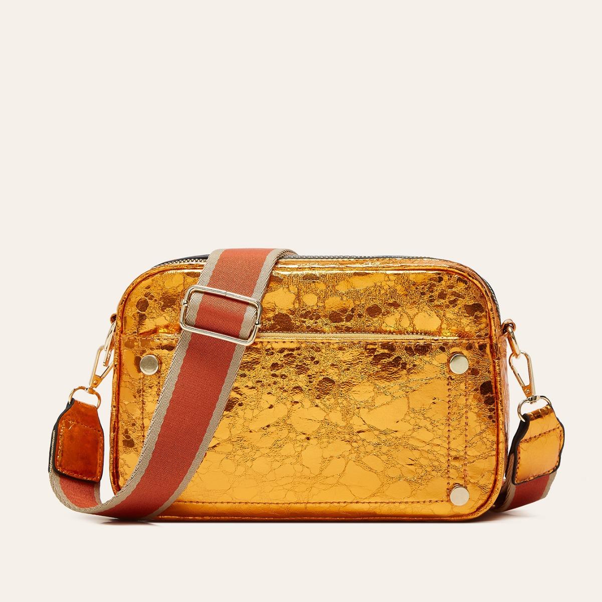 Женская сумка новая мода двойная молния маленькая квадратная сумка широкий плечевой ремень сумка для камеры одно плечо сумка-мессенджер женская оранжевый