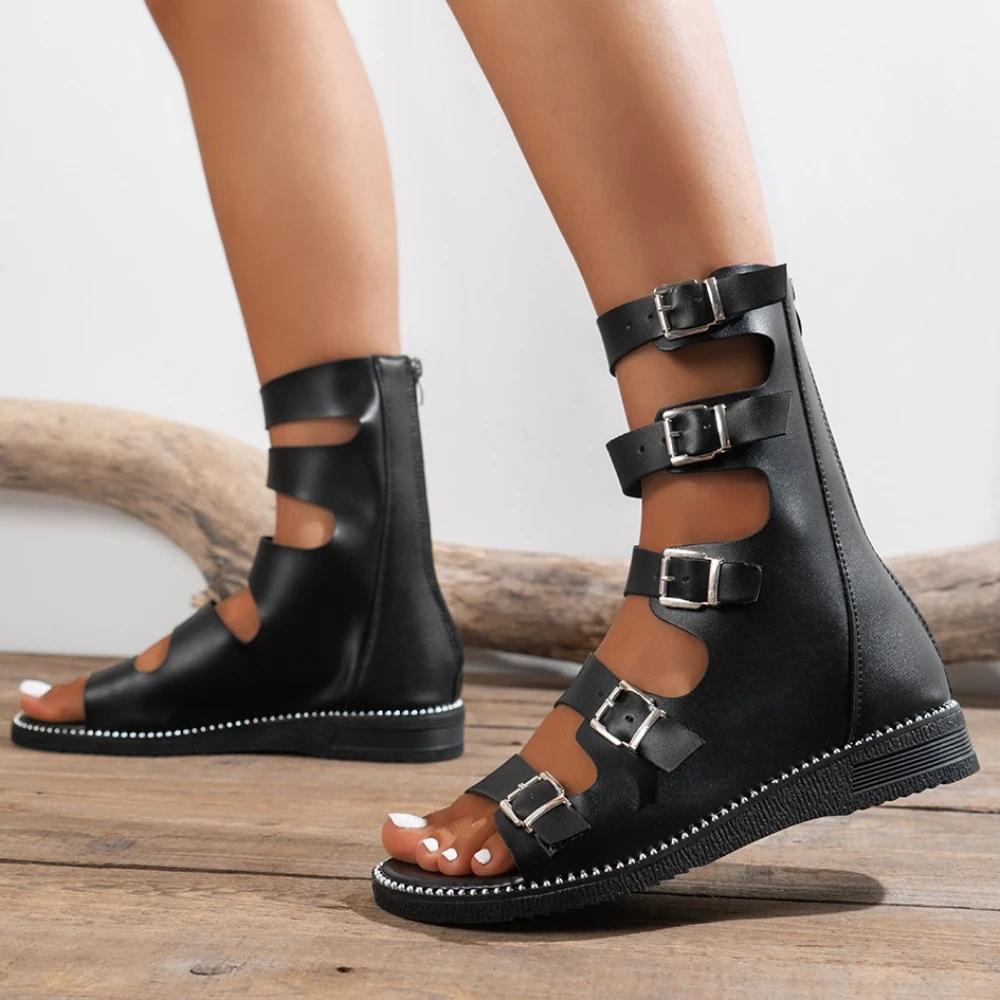 Läder Retro Skor Damsandaler Sommar Handgjorda Casual Sandaler Dam Platformsskor Lyxsandaler Designers Zapatillas Mujer