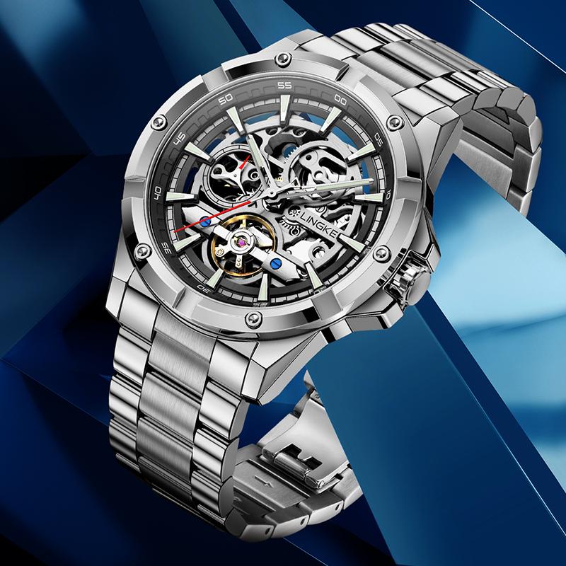 Fashion Men's Automatic Watches Classic Mechanical Watch For Men Business Stainless Steel Clock Waterproof Wristwatch Reloj Muje