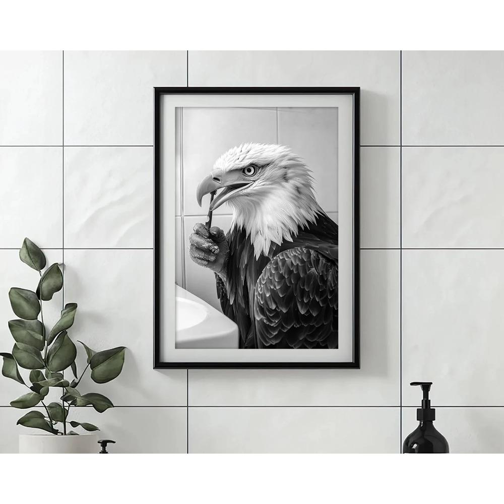 Zähneputzen Tierkunst Poster Löwe Affe Pferd Kaninchen Hund Katze Adler Lustige Badezimmer Wandaufkleber Badezimmertiere Hausdekoration